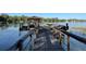 Picturesque community dock featuring a covered gazebo and ample space for relaxation, perfect for enjoying lakeside living at 3609 Azurite Ct, Deland, FL 32724