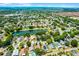 Areal view of the neighborhood showcasing mature trees, landscaping and pond at 578 Darkwood Ave, Ocoee, FL 34761