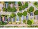 This aerial view highlights the property lines and surrounding neighborhood with mature trees at 578 Darkwood Ave, Ocoee, FL 34761