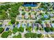 Aerial view of lovely homes surrounding a pond, featuring pools and solar panels, nestled in a verdant community at 578 Darkwood Ave, Ocoee, FL 34761