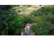 Aerial view of property with treeline, lake, and home with driveway and parked car at 9741 Se Highway 464C Se Hwy, Ocklawaha, FL 32179