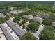 Scenic aerial view of a residential area featuring diverse homes, lush landscaping, and serene water views at 14242 Avenue Of The Groves, Winter Garden, FL 34787