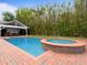 Backyard oasis features a sparkling pool, hot tub, lush bamboo, and covered outdoor kitchen at 1702 N Westmoreland Dr, Orlando, FL 32804
