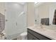 Stylish bathroom with a frameless shower, modern vanity, and attractive fixtures at 19334 Banfield Pl, Orlando, FL 32827