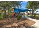Community playground featuring modern equipment, a shade structure, and a safe, fun environment for children to play at 1945 Via Lago Dr, Lakeland, FL 33810