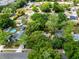 Aerial view of a residential area with green trees, swimming pools, and streets lined with houses and cars at 226 S Apollo Dr, Apopka, FL 32703