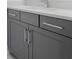 Bathroom vanity featuring dark gray cabinets, light quartz countertops, and silver hardware at 3024 Kensington Ave, Davenport, FL 33837