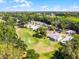 Scenic aerial view of a golf course community with mature trees and winding walking paths at 32537 Oak Park Dr, Leesburg, FL 34748