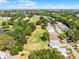 Scenic aerial view of a golf course community with mature trees and winding walking paths. A hidden oasis at 32537 Oak Park Dr, Leesburg, FL 34748
