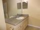 Bathroom vanity featuring cabinets, drawers, sink, mirror, and updated fixtures at 3364 Westchester Square Blvd # 204, Orlando, FL 32835