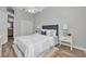 Charming bedroom featuring a blue headboard, white linens, and coordinated nightstands with lamps at 7021 Della Dr # 52, Orlando, FL 32819