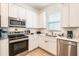 Modern kitchen features white cabinets, stainless steel appliances, and a large window at 8044 Dreamsicle Dr, Kissimmee, FL 34747