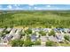 Aerial view of the neighborhood, lush green landscape, and rows of rooftops at 8555 Abbotsbury Dr, Windermere, FL 34786