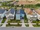 Aerial view showcases the home's location within a beautifully landscaped neighborhood, highlighting its curb appeal at 8953 Amelia Downs Trl, Kissimmee, FL 34747