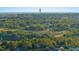 Distant view of community tower peeking out amongst a sprawling green canopy with houses in the foreground at 970 Timberview Rd, Clermont, FL 34715