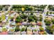 Expansive aerial view of a community showcasing diverse homes, lush greenery, and orderly street layouts at 10423 Manassas Cir, Orlando, FL 32821