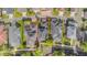 Aerial view outlining the property's boundaries, showcasing the home's setting in a leafy neighborhood at 1117 Damask St, Celebration, FL 34747