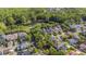 Aerial view of a neighborhood with houses near a pond and surrounded by lush green trees at 1117 Damask St, Celebration, FL 34747