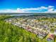 The aerial view showcases homes with private pools and landscaped yards in a well-planned neighborhood with nearby lakes at 14001 Jomatt Loop, Winter Garden, FL 34787