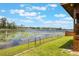 Scenic lake view from the property, with a charming fence and well-maintained lawn at 1802 Concert Rd, Deltona, FL 32738