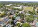 This aerial view showcases a community with mature trees and a centrally located school and sports field at 2004 Mohawk Trl, Maitland, FL 32751