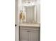Cozy half-bathroom has granite countertops, cabinet storage, and a well-lit mirror at 441 N Capen Ave, Winter Park, FL 32789