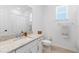 Bathroom featuring a white vanity with granite countertop and shower over tub at 779 Firerock Ln, Debary, FL 32713