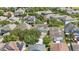 Aerial view of a residential neighborhood showcasing well-maintained homes, solar panels, and mature trees at 14838 Bahama Swallow Blvd, Winter Garden, FL 34787