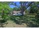 Expansive backyard with mature trees, a lush lawn and a charming patio at 1635 Magnolia Ave, South Daytona, FL 32119