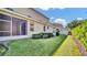 Spacious backyard featuring lush green grass, manicured hedges, and a screened-in patio for outdoor enjoyment at 2167 Velvet Leaf Dr, Ocoee, FL 34761