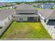 Aerial view of a spacious backyard featuring a well-maintained lawn and a white fence at 2730 Parkfield Rd, St Cloud, FL 34772