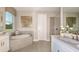 Modern bathroom featuring a soaking tub, walk-in shower, and dual sink vanity with neutral color palettes at 2963 Arranmore Dr, Ormond Beach, FL 32174