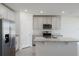 Modern kitchen boasts stainless steel appliances, granite countertops, and a central island at 349 Guadlupe St, Haines City, FL 33844