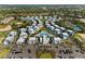 Overhead shot of community with resort pool, golf course, and modern condos in a circle at 7770 Sandy Ridge Dr # 207, Reunion, FL 34747