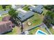 Aerial view of a home highlighting the large backyard and wooden pergola in a residential neighborhood at 1148 Martin L King Dr, Orlando, FL 32805
