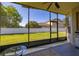 This screened-in patio offers a view of the expansive fenced backyard at 13247 Hatherton Cir, Orlando, FL 32832