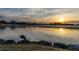 Scenic pond view at sunrise featuring wildlife and a lush golf course community at 13247 Hatherton Cir, Orlando, FL 32832