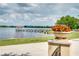 Scenic view of a waterfront park with a gazebo over the lake and well-maintained landscaping in the community at 1630 Common Way Rd # 303, Orlando, FL 32814