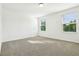 Bright bedroom featuring neutral carpet, white walls, and two windows providing natural light at 16447 Bird Of Paradise Ave, Clermont, FL 34714
