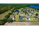 Beautiful aerial view of neighborhood, showcasing the screened pool and well-manicured backyard of this property at 17106 Guilford Ct, Orlando, FL 32820