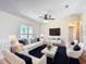 Comfortable living room with neutral colors, a ceiling fan, and ample seating at 241 Churchill Ct, Kissimmee, FL 34758