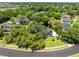 Overhead neighborhood view with lush green trees surrounding residential homes and a winding street at 5297 Mill Stream Dr, St Cloud, FL 34771