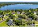 Breathtaking aerial view showcasing lakefront homes and lush landscaping on a clear, sunny day at 5297 Mill Stream Dr, St Cloud, FL 34771