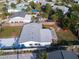 Aerial shot of a single-Gathering home with a fenced backyard, great for entertaining at 8 Palm Dr, Ormond Beach, FL 32176