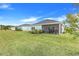 Expansive backyard view showcasing the lush green lawn and screened-in patio at 9132 Sw 57Th Ter, Ocala, FL 34476