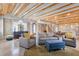 Spacious open-concept living area with wood beam ceiling, hardwood floors and elegant furniture at 1521 E Harwood St, Orlando, FL 32803