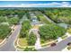 Aerial view of a single-Gathering home nestled among mature trees in a quiet neighborhood on a sunny day at 1961 Lochshyre Loop, Ocoee, FL 34761