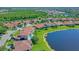 A beautiful community offering a serene lake view, and meticulously landscaped yards, all captured from a stunning aerial perspective at 2721 Swoop Cir, Kissimmee, FL 34741