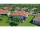 Aerial view of home with spacious yard and a screened patio, set within a well-maintained neighborhood at 2721 Swoop Cir, Kissimmee, FL 34741