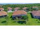 Ariel view of house highlighting the beautiful backyard, screened patio, and landscaping at 2721 Swoop Cir, Kissimmee, FL 34741